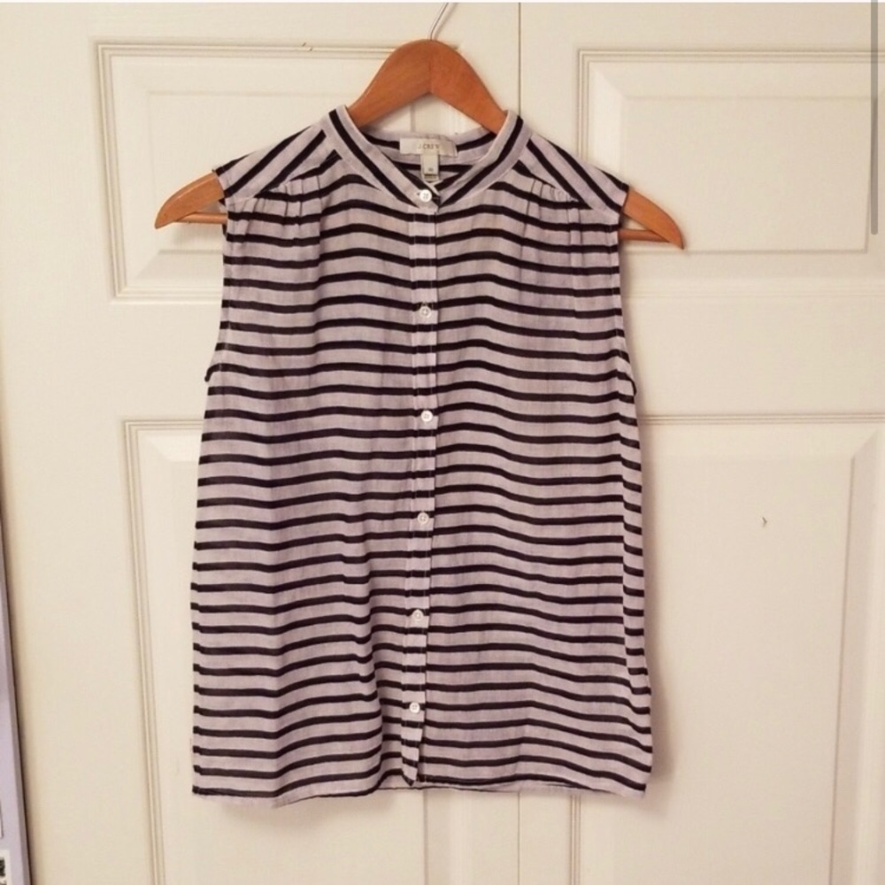 J.CREW Navy strip sleevless cotton top 00
